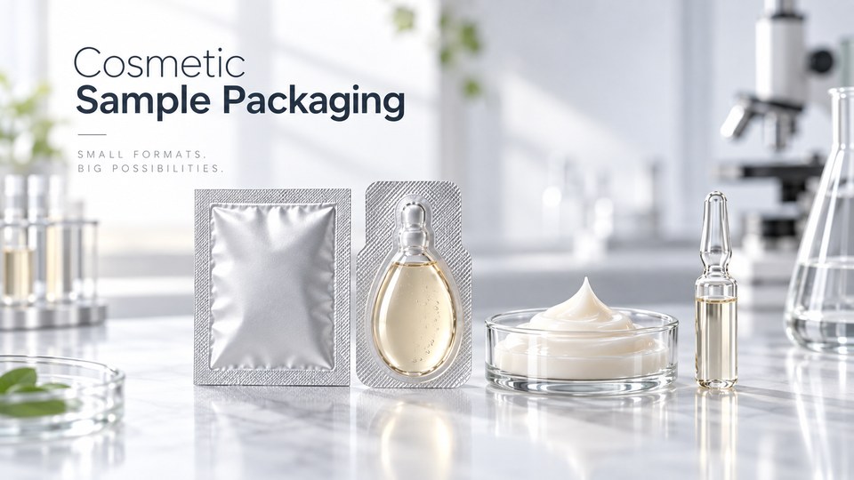 Cosmetic sample packaging with sachet aluminum plastic blister cream and ampoule samples