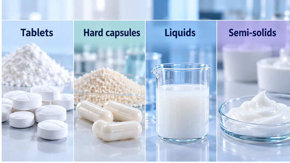 Pharmaceutical excipients used in tablets hard capsules liquid suspensions and semisolid creams